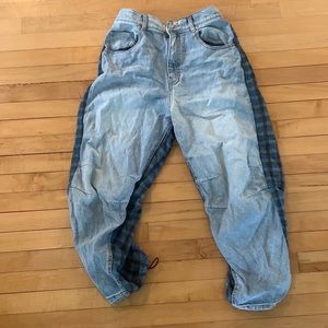 URBAN OUTFITTERS HALF JEAN HALF PLAID PANTS